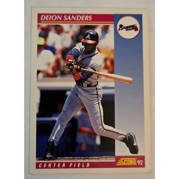Three Deion Sanders Score 1992 #571 MLB Baseball Cards - Picture 3 of 4